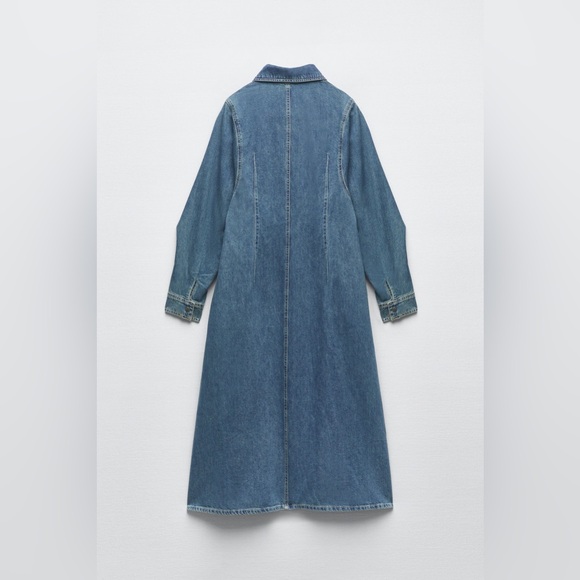 Zara Dress oversize midi denim jeans long sleeve collar casual - Picture 9 of 11
